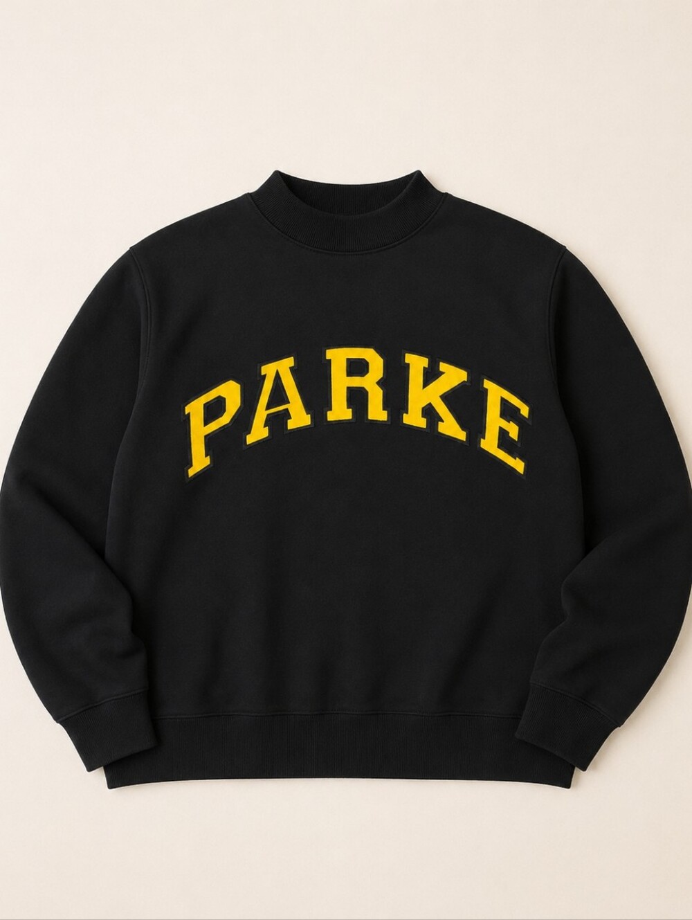 Parke Black + Maize Yellow Letters Fleece Varsity Mockneck LXL- Nwt